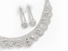 Conjunto Strass Círculos Plateado