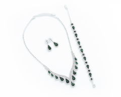 Conjunto Strass Gotas Verde - comprar online