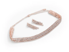 Conjunto Choker Strass Rose