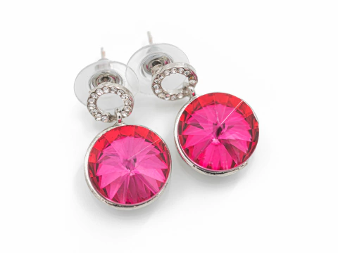 Aros Strass Circular Fucsia