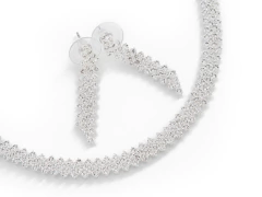 Conjunto Strass Plateado Zig Zag