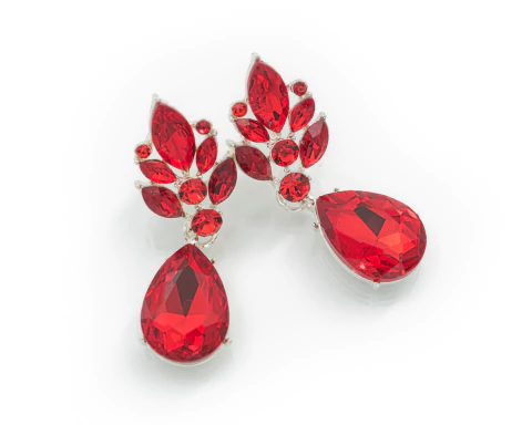 Aros Gota Strass Rojo