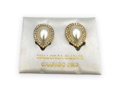 Aros Perla Gota Invertida Clip