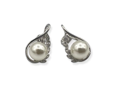 Aros Perla Gota Plateado - comprar online