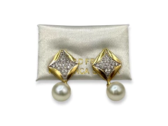 Aros Perla y Rombo Micro pave - comprar online