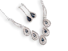 Conjunto Strass Gotas Azul