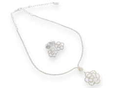 Conjunto Strass Flor Silver en internet