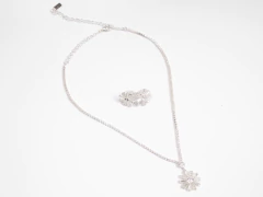 Conjunto Strass Flor Silver - tienda online
