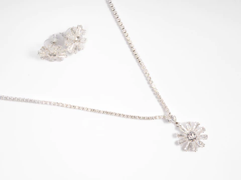 Conjunto Strass Flor Silver - comprar online