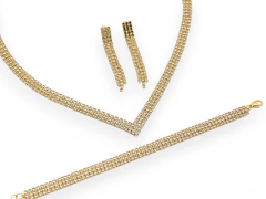 Conjunto Strass 3 Hileras Golden