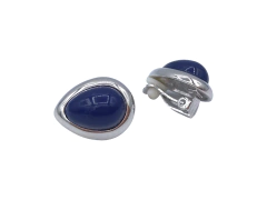 Aros Perla Gota Azul Clip - comprar online