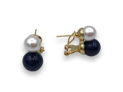 Aros Perla Azul Oscuro/Blanco - comprar online