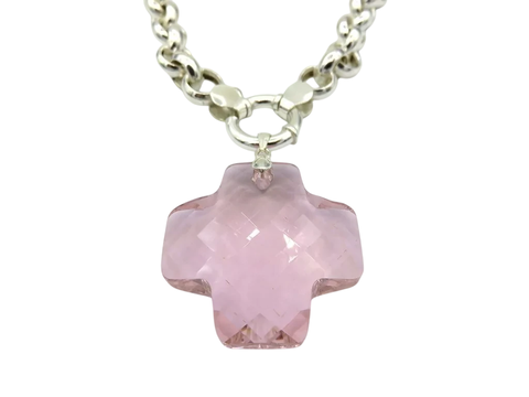 Conjunto Cruz Cristal Rosa - comprar online