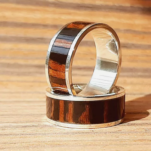 Set alianzas de boda 8 mm en plata 925 y madera de jacaranda - Setnube - comprar online