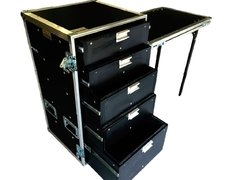 Road Case Gaveteiro 20u com bancada lateral