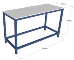 Mesa bancada industrial 150 x 60 x 90cm azul e branco