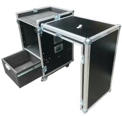 Case Rack, 8u + Mesa + Gaveta. Tampa Que Vira Bancada Preto