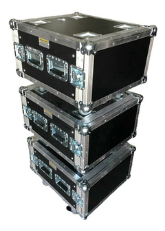 3 Cases Rack 6u Profundidade Útil 50cm Com Rodas