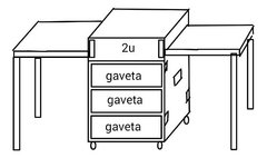 Case 3 Gavetas + 2u Rack + 2 Tampas Vira Bancada Lateral