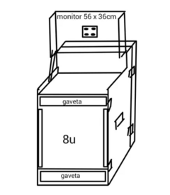 Case Rack Para Monitor 56cm + 8u + 2 Gavetas MLZF