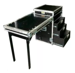 Road Case 3 Gavetas + 2u Rack + Bancada Lateral MLZF