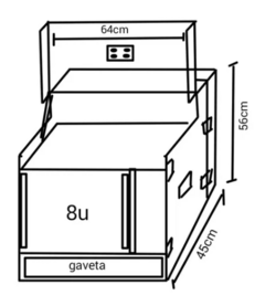 Case Rack Para Monitor 25 Pol. + 8u + Gaveta MLZF