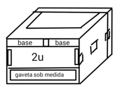 Rack Para 2 Bases Sem Fio + 2u + Gaveta Prof. 45cm MLZ
