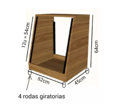Rack Para Estúdio 12u Com Rodas Padrao Madeirado Freijó MLZ - comprar online