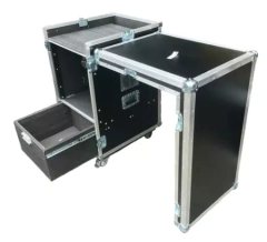Case Rack 8u + Mesa + Gaveta Tampa Que Vira Bancada Preto MLZ