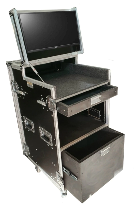 Case rack para monitor + 6u + 2 gavetas