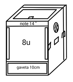 Rack para notebook 14 + 8u + gaveta 10cm com respiradores