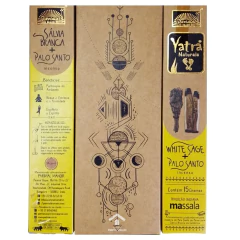 Incenso Orgânico Massala Yatra Sálvia + Palo Santo-Cx 12 um.15g.