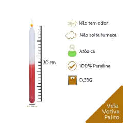 Vela Palito Bicolor - Branca/Vermelha - Pacote com 10 unidades. - comprar online
