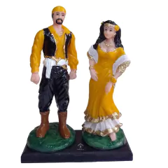 Escultura Imagem Casal Ciganos Resina AM 15 Cm