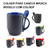 Caneca Cerâmica Mágica com Colher 325ml Diversas cores Interior Azul, Verde, Vermelho, Rosa, Laranja, Amarelo, Preto Ref Caneca-mágica-colher