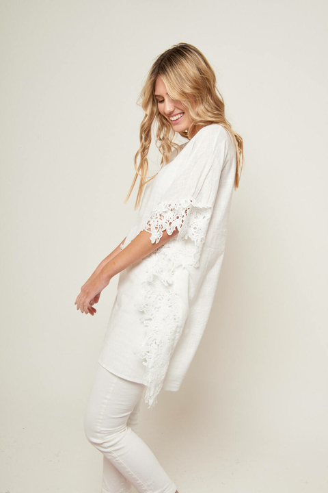 Maxi Blusa Lino Con Guipiur VTK 2021 - comprar online