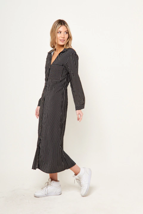 Vestido Camisero Rayado - comprar online