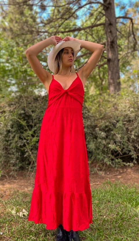 Vestido Broderie Calado Con Nudo VTK163 - comprar online