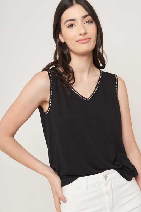 Musculosa Creppe Con Brillo RODIN