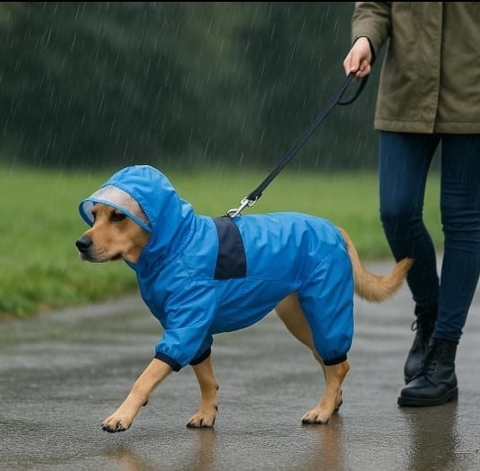 Piloto de lluvia con capucha y patitas (mediano)