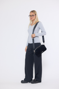 Bandolera croco negra - comprar online