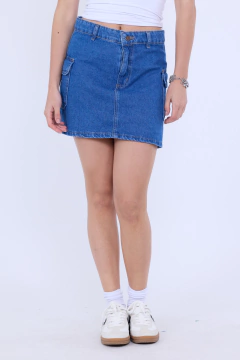 Pollera jean cargo - comprar online