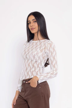 Remera manga larga encaje - tienda online