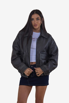 Bomber oversize cuero sintetico - tienda online