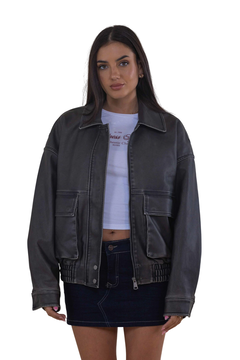 Bomber oversize cuero sintetico - comprar online