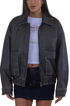 Bomber oversize cuero sintetico - scombro