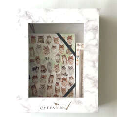 Combo Caja Chica: Cuaderno Kitten + Roller Pen Kitten + Caja - C2designs
