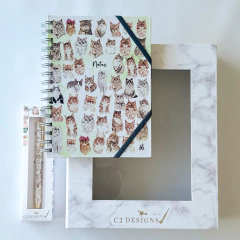 Combo Caja Chica: Cuaderno Kitten + Roller Pen Kitten + Caja - comprar online