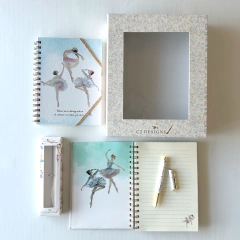 Combo Caja Chica: Cuaderno Piruette+ Ball Pen Bailarina + Caja - tienda online