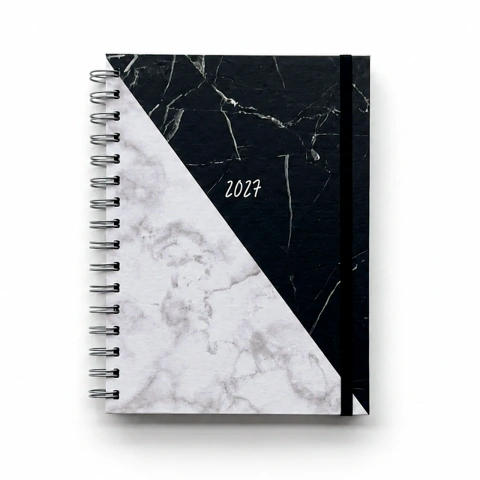 Agenda Semana a la Vista "Marmol B&N" Formato Vertical
